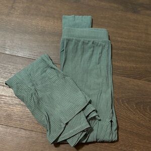 Kids Ribbed Green Pajama Set Little Bum Bum 7Y